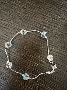 Swarovski Silver Bracelet with Iridescent Crystal Beads